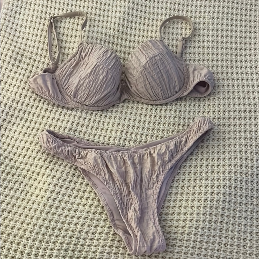 H&M Textured Bikini Set in Lavender